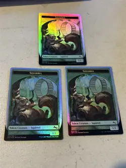 3 x mtg foil token Squirrel 015/020, Unstable, unplayed - Image 1