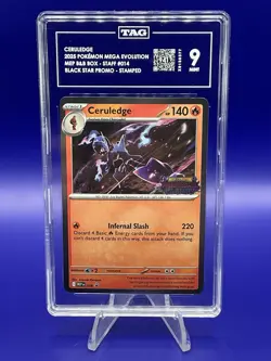 2025 POKEMON MEP PROMO PHANTASMAL FLAMES PRERELEASE-STAFF #014 CERULEDGE TAG 9 - Image 1
