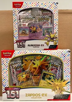 NEW Pokemon TCG Scarlet & Violet 151 Zapdos EX & Alakazam EX Collection Box Lot - Image 1