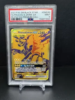 2021 POKEMON BLACK STAR PROMO #SM248 PIKACHU & ZEKROM GX TAG TEAM FULL ART PSA 9 - Image 1