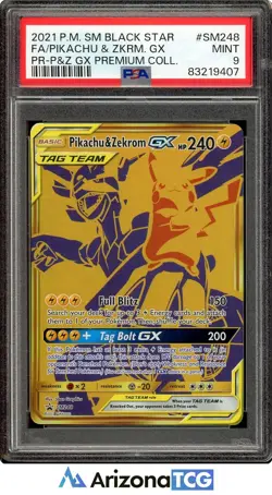 Pokemon 2021 Pikachu & Zekrom GX SM248 FA Tag Team Promo PSA 9 - Image 1
