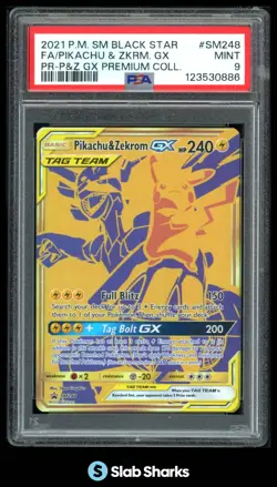 2021 POKEMON BLACK STAR PROMO #SM248 PIKACHU & ZEKROM GX TAG TEAM FULL ART PSA 9 - Image 1