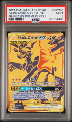 2021 Pokemon Sun & Moon Pikachu Zekrom Tag Team Black Star Promo GX #sm248 PSA 9 - Image 1