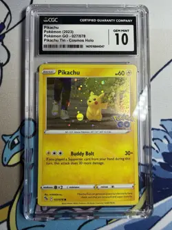 Pikachu 027/078 Cosmos Holo w/ SWIRL - CGC 10 Gem Mint - Pokemon GO Tin Promo - Image 1