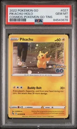 Pikachu 027/078 Cosmos Holo Pokemon Go Tin Promo PSA 10 - Image 1