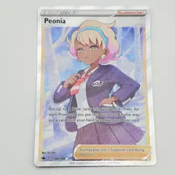 Pokemon Peonia (Full Art) Ultra Rare SWSH06: Chilling Reign 196/198 LP - Image 1
