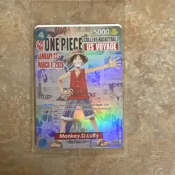 Bandai One Piece Card Game Monkey.D.Luffy US Voyage Promo Holo 5000 - Image 1