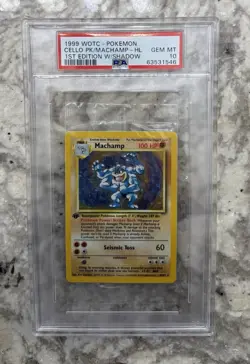1999 PSA 10 Pokemon Card Cello Machamp Holo Rare 1st Edition Base Set 8/102 - Image 1