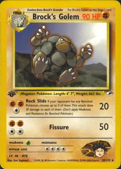 Brock's Golem 20/132 1st Edition Rare Gym Heroes Pokemon Card LP - Image 1