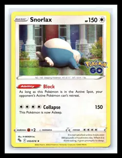 💥 Snorlax Holo Rare Pokemon GO 055/078 Holo 2022 - Image 1