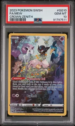 2023 POKEMON SWORD AND SHIELD CROWN ZENITH FA/MEW #GG10 PSA 10 - Image 1