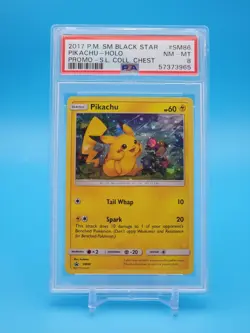2017 Rare Orb Holo Pokemon Black Star Pikachu Promo PSA 8 SM86 - Image 1