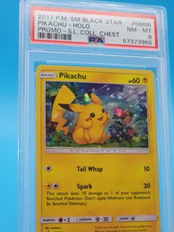 2017 Rare Orb Holo Pokemon Black Star Pikachu Promo PSA 8 SM86 - Image 4
