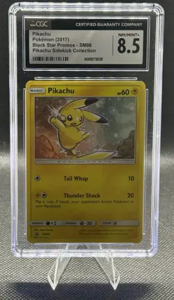 2017 POKEMON SM 98 BLACK STAR PROMO PIKACHU SIDEKICK COLL HOLO CGC 8.5 NM/MINT+ - Image 1