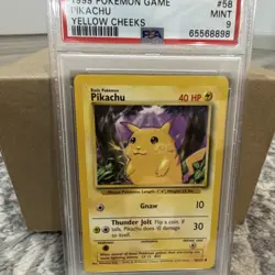Pokemon 1999 Base Set Pikachu Yellow Cheeks PSA 9 #58/102 Regular English TCG - Image 1