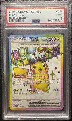 Pikachu EX 219/191 Surging Sparks Ultra Rare Pokemon PSA 9 - Image 1