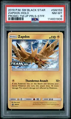 2019 Pokemon Zapdos SM Black Star Promo #SM159 Promo-TM.Up Prls-Stff. PSA 8 - Image 1