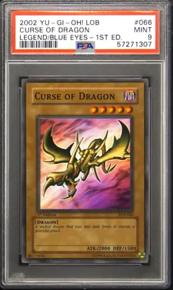 2002 YU-GI-OH! LOB-LEGEND OF BLUE EYES WHITE DRAGON 1ST ED CURSE OF DRAGON PSA 9 - Image 1