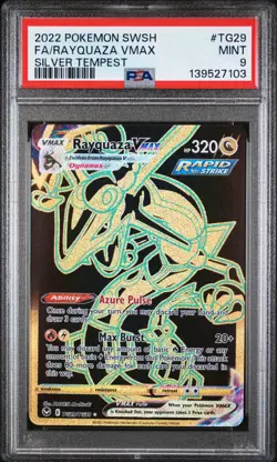 2022 POKEMON SWORD & SHIELD SILVER TEMPEST #TG29 FULL ART/RAYQUAZA VMAX PSA 9 - Image 1