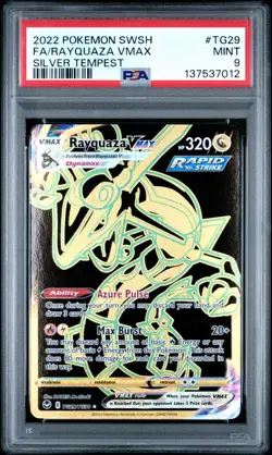 2022 POKEMON SWORD & SHIELD SILVER TEMPEST #TG29 FULL ART/RAYQUAZA VMAX PSA 9 - Image 1