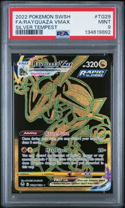 2022 POKEMON SWORD & SHIELD SILVER TEMPEST #TG29 FULL ART/RAYQUAZA VMAX PSA 9 - Image 1