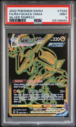 2022 POKEMON SWORD & SHIELD SILVER TEMPEST #TG29 FULL ART/RAYQUAZA VMAX PSA 9 - Image 1