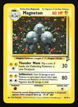 Magneton 9/130 Base Set 2 Holo Rare Pokemon Card - Image 1
