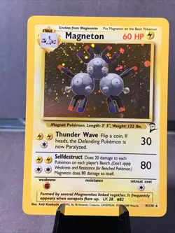 Pokemon TCG Magneton Base Set 2 #9/130 Unlimited Holo Rare WOTC VTG NM Swirl - Image 1