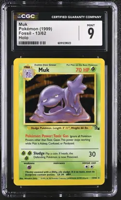 CGC 9 MINT Muk 1999 Fossil 13/62 Holo Pokemon Card - Image 1