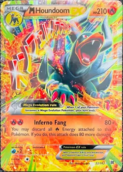 2015 POKEMON HOUNDOOM EX MEGA XY BREAKTHROUGH ULTRA RARE HOLO #22/162 - Image 1