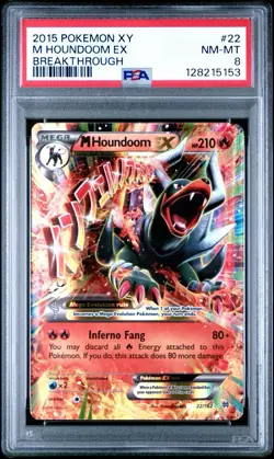 2015 POKEMON XY BREAKTHROUGH #22 M HOUNDOOM EX BREAKTHROUGH PSA 8 - Image 1