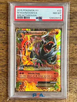 2015 Pokemon XY Breakthrough #22 M Houndoom Ex PSA 8 NM-MT - Image 1