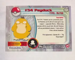 Psyduck #54 - Topps Pokemon 1999 TV HOLO Foil Black Label Card - Image 2