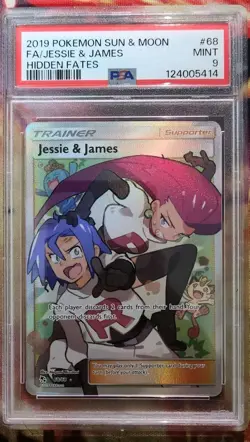Pokemon Jesse & James Full Art Trainer PSA 9 Sun And Moon Hidden Fates 68/68 MT - Image 1