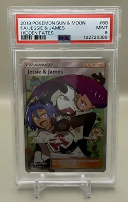 Pokemon Jesse & James Full Art Trainer PSA 9 Sun And Moon Hidden Fates 68/68 MT - Image 1