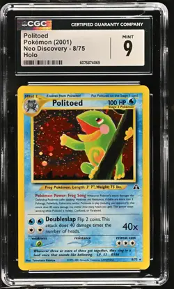 CGC 9 MINT Politoed 2001 Neo Discovery 8/75 Holo Pokemon Card - Image 1