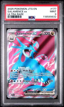 2025 POKEMON JTG EN-JOURNEY TOGETHER #177/159 SALAMENCE ex ULTRA RARE PSA 9 - Image 1