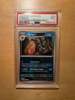 PSA 9 Umbreon (Master Ball Pattern) #059/131 Pokemon Prismatic Evolutions 2025 - Image 1