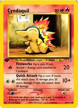Pokemon TCG Cyndaquil 57/111 Common 1st Edition Neo Genesis LP - Image 1