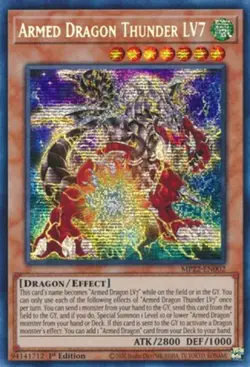 Yugioh! Armed Dragon Thunder LV7 - MP22-EN002 - Prismatic Secret Rare - 1st Edit - Image 1
