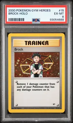 2000 Pokemon Gym Heroes BROCK Holo Foil Trainer Card #15 PSA 6 EX-MT WOTC RARE! - Image 1