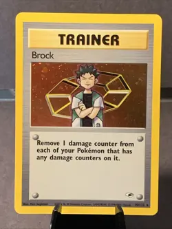 Pokemon TCG Trainer Brock #15/132 Gym Heroes Unlimited Holo Rare 2000 WOTC VTG - Image 1