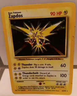 Zapdos 16/102 Base Set 1999 Holo Rare Pokemon Card TCG - Image 1