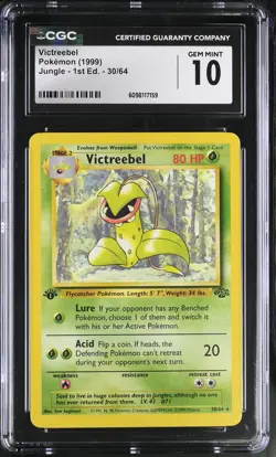 CGC 10 GEM MINT Victreebel 1999 Jungle 1st Edition 30/64 Pokemon Card - Image 1