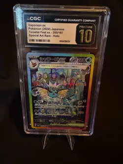 CGC 10 PRISTINE Japanese Vaporeon ex 205/187 SAR Terastal Fest ex Pokemon Card - Image 1