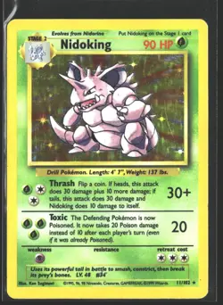 1999 Pokemon TCG Nidoking 11/102 Base Set Holo Rare Unlimited - Image 1