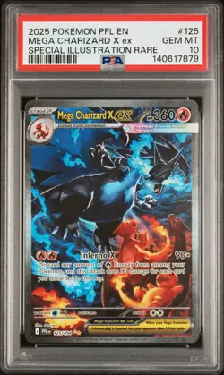 2025 POKEMON PFL EN-PHANTASMAL FLAMES #125 MEGA CHARIZARD X EX PSA 10 - Image 1
