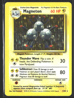 1999 Pokemon MAGNETON 9/102 Base Set Holo Card Genuine Vintage - Image 1