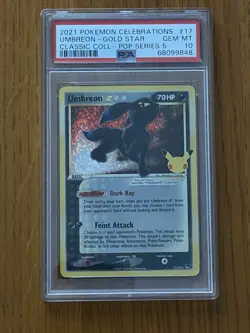 PSA 10 GEM MT Umbreon Gold Star Pokemon Celebrations #17/17 Pop Series 5 - Image 1