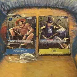One Piece TCG Op13 Vol 2 Mini Tin Stamped Promo Cards SEALED Sabo Portgas.D.Ace - Image 1